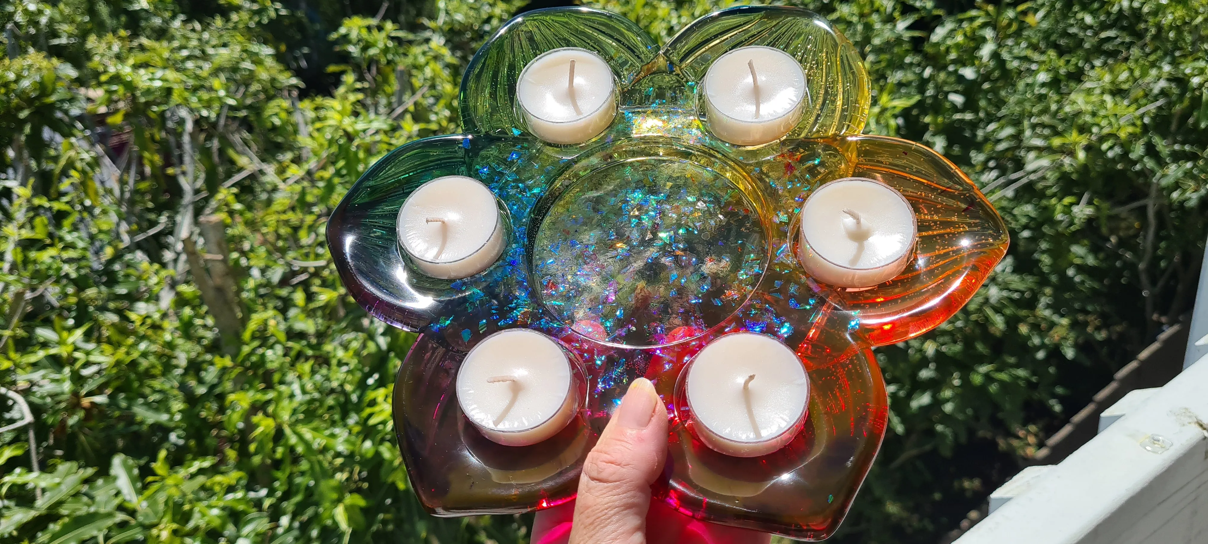 50%off🔥LARGE CHAKRA LOTUS 6 T LIGHT CANDLE HOLDER-made by me