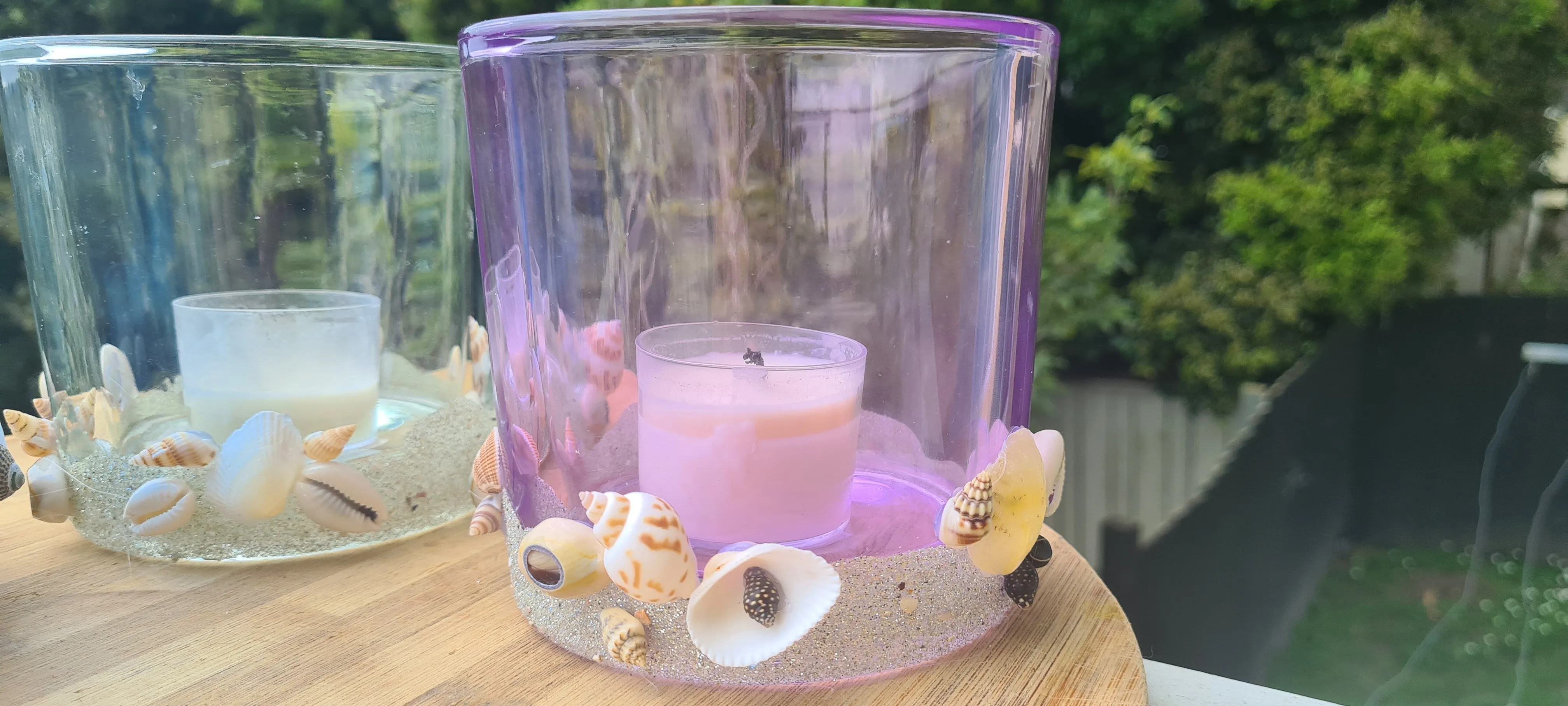 BEACHY CANDLE HOLDERS-made by me