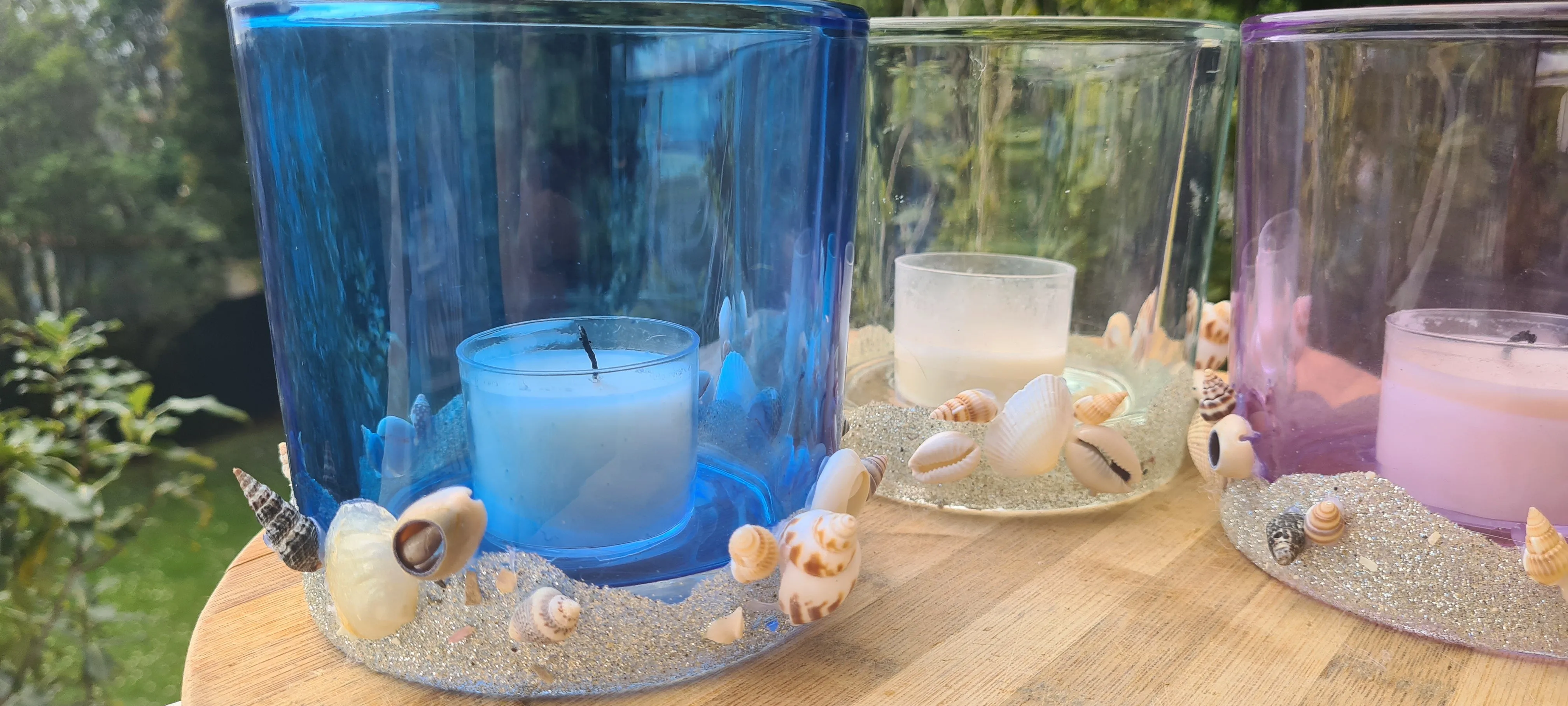 BEACHY CANDLE HOLDERS-made by me