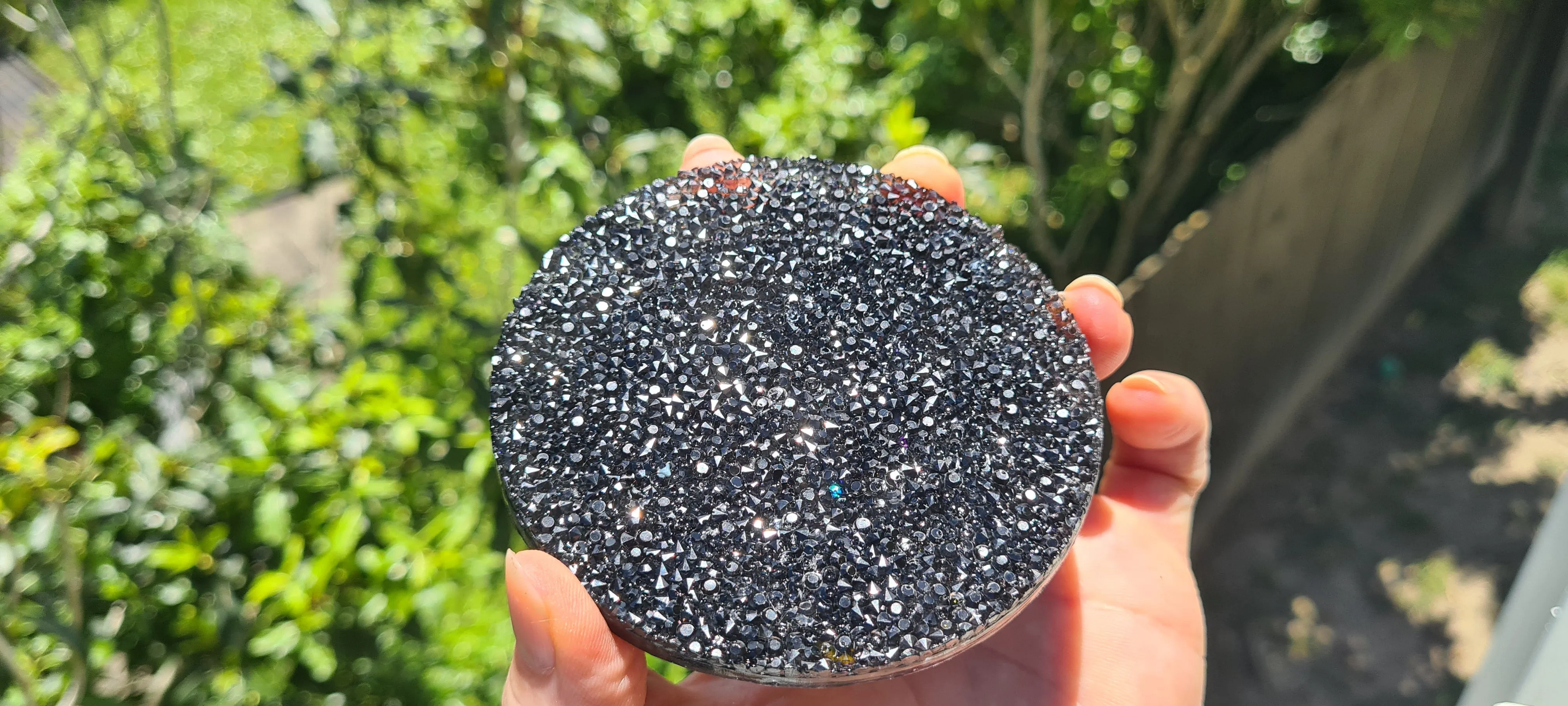 BLACK AMETHYST  ROUND COASTER SET of 4-made by me