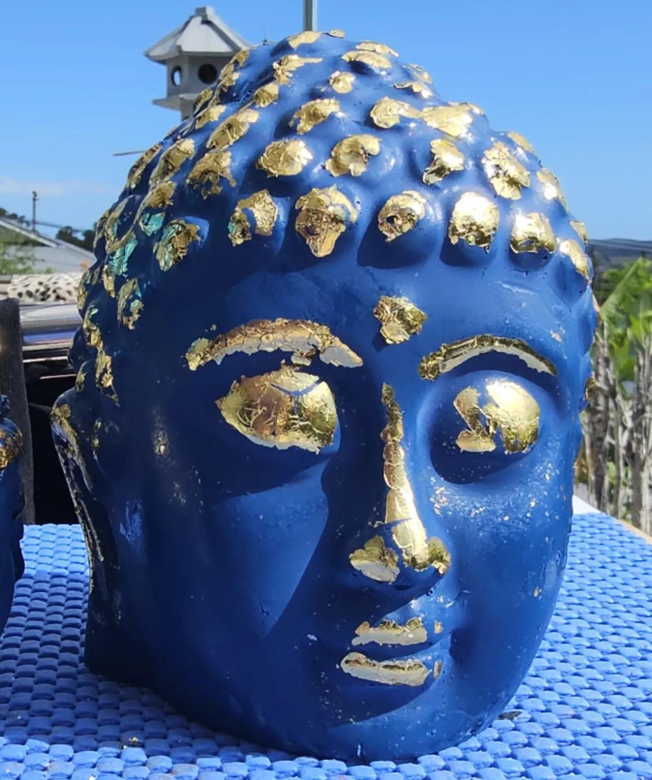 BLUE & GOLD LEAF BUDDHA STATUE