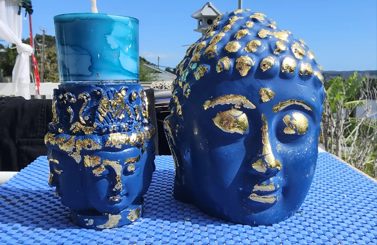 BLUE & GOLD LEAF BUDDHA STATUE