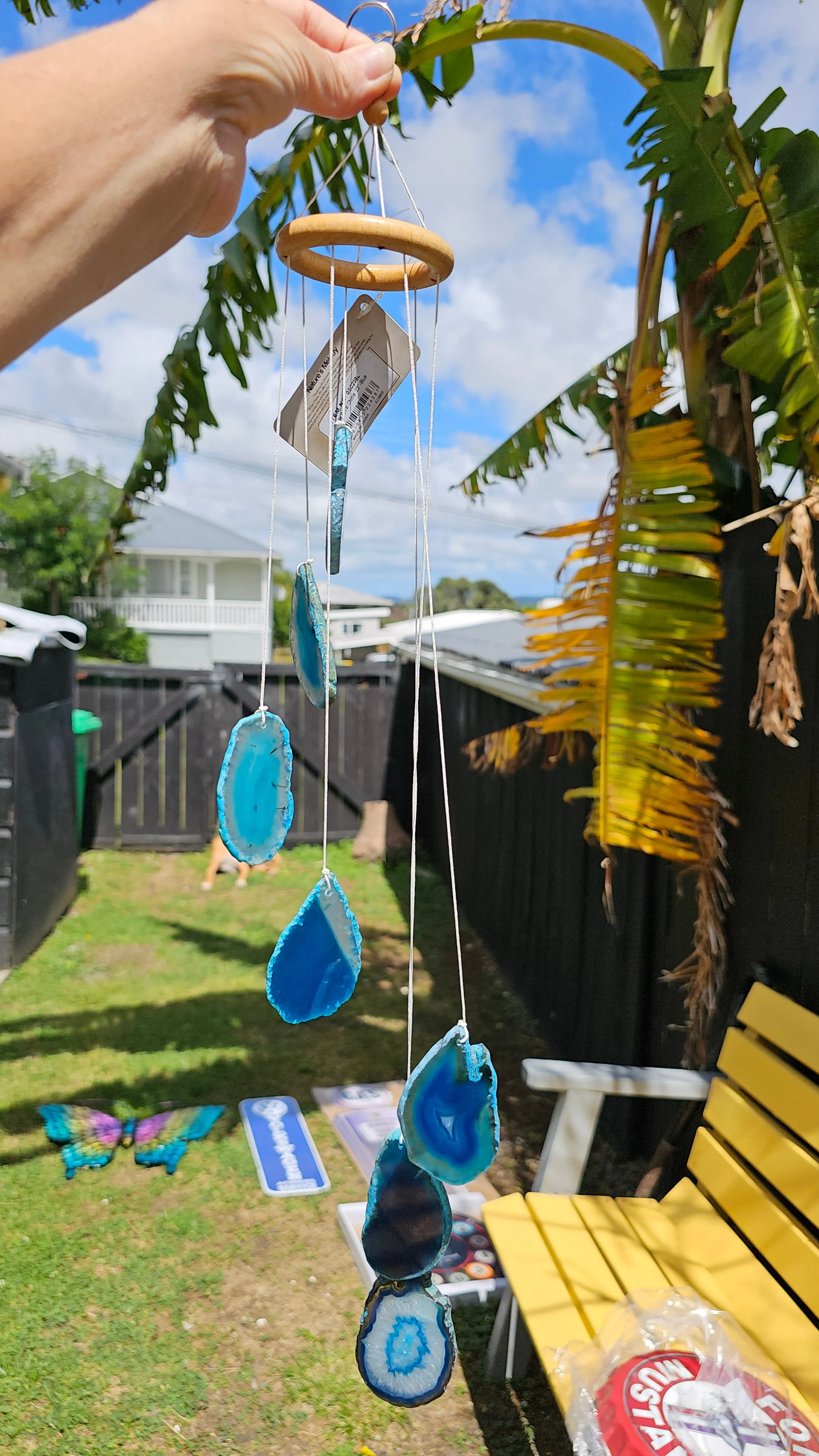 BLUE DYED AGATE CRYSTAL CHIMES