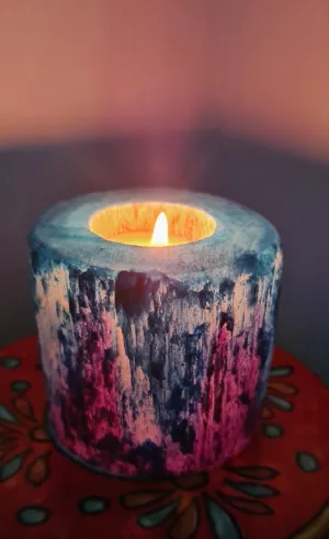BLUE PURPLE SELENITE CYLINDER T LIGHT HOLDER