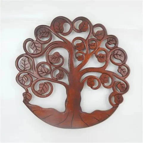 CARVED BROWN TREE OF LIFE WALL ART