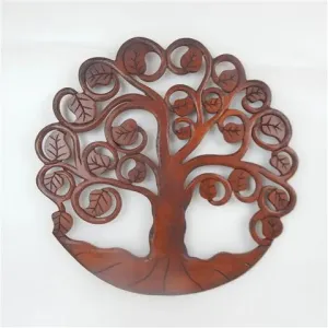 CARVED BROWN TREE OF LIFE WALL ART