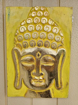 CARVED WOOD BUDDHA WALL ART