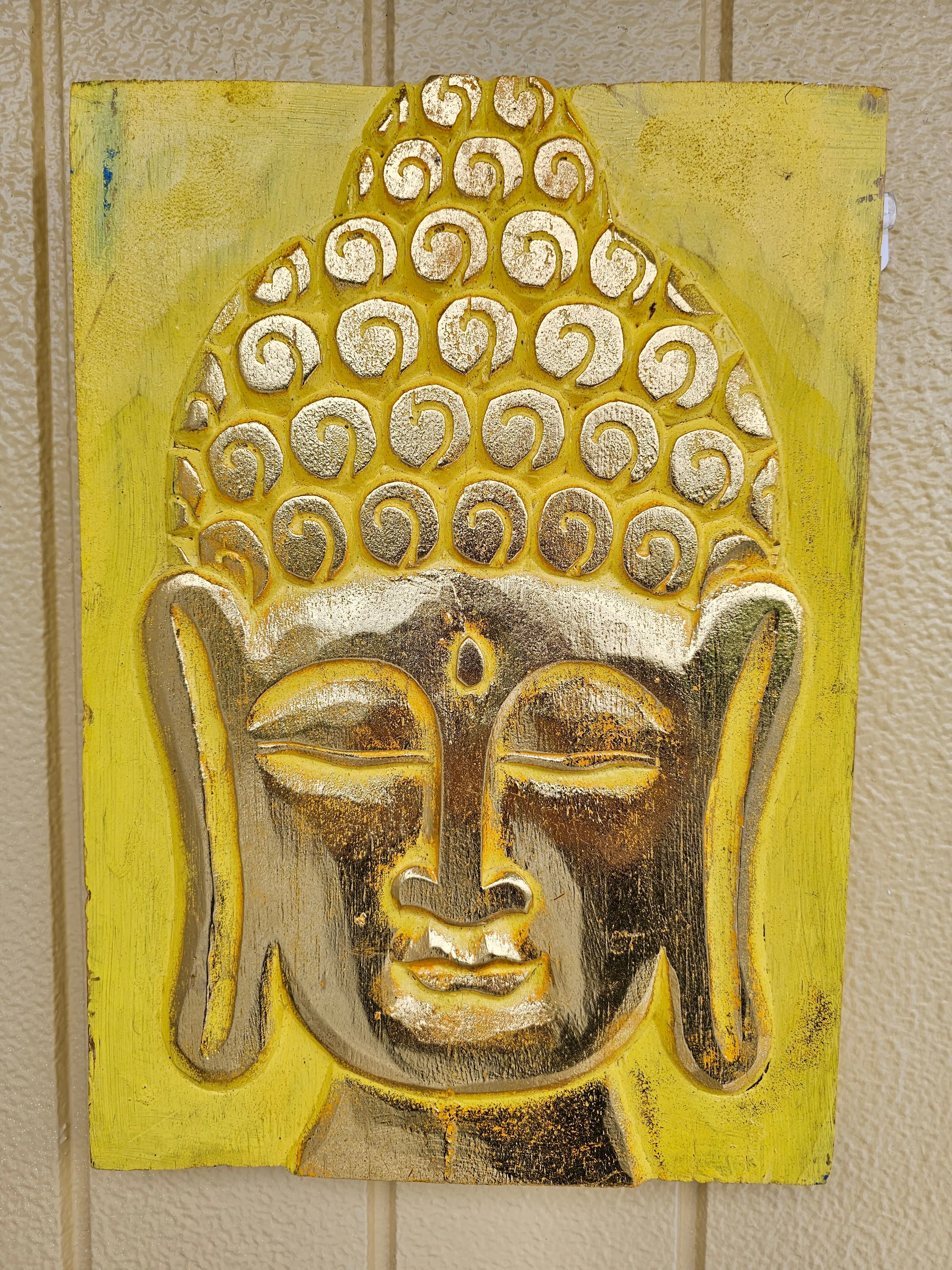 CARVED WOOD BUDDHA WALL ART