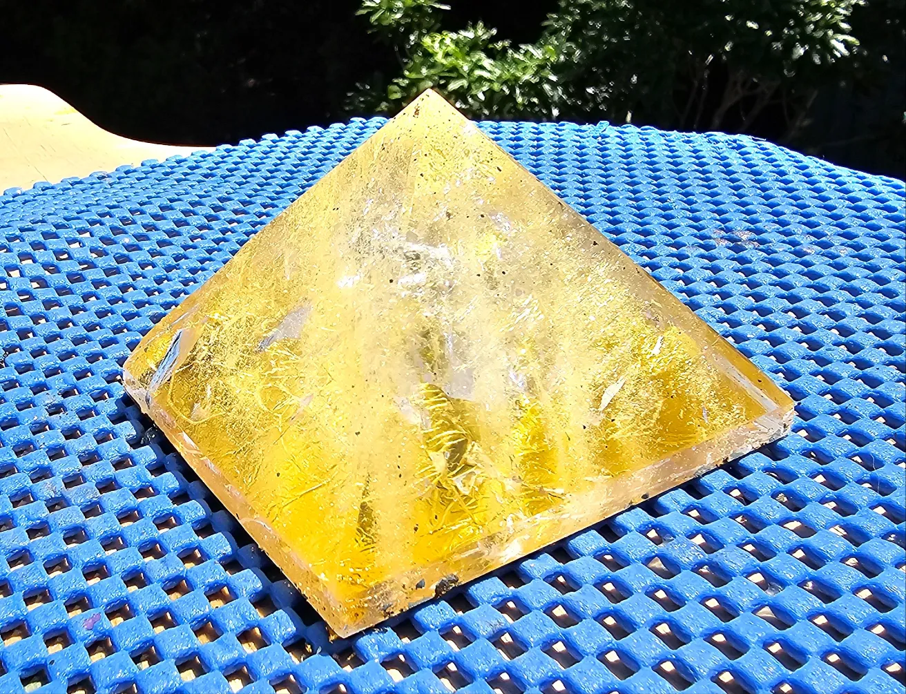 CLEAR QUARTZ & GOLD LEAF CRYSTAL PYRAMID