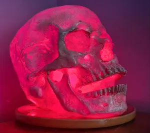 CLEAR QUARTZ COLOUR CHANGING SKULL LAMP -made by me