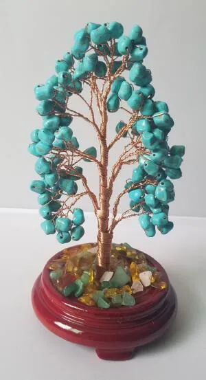CRYSTAL GEM TREES ON WOOD/GEM BASE