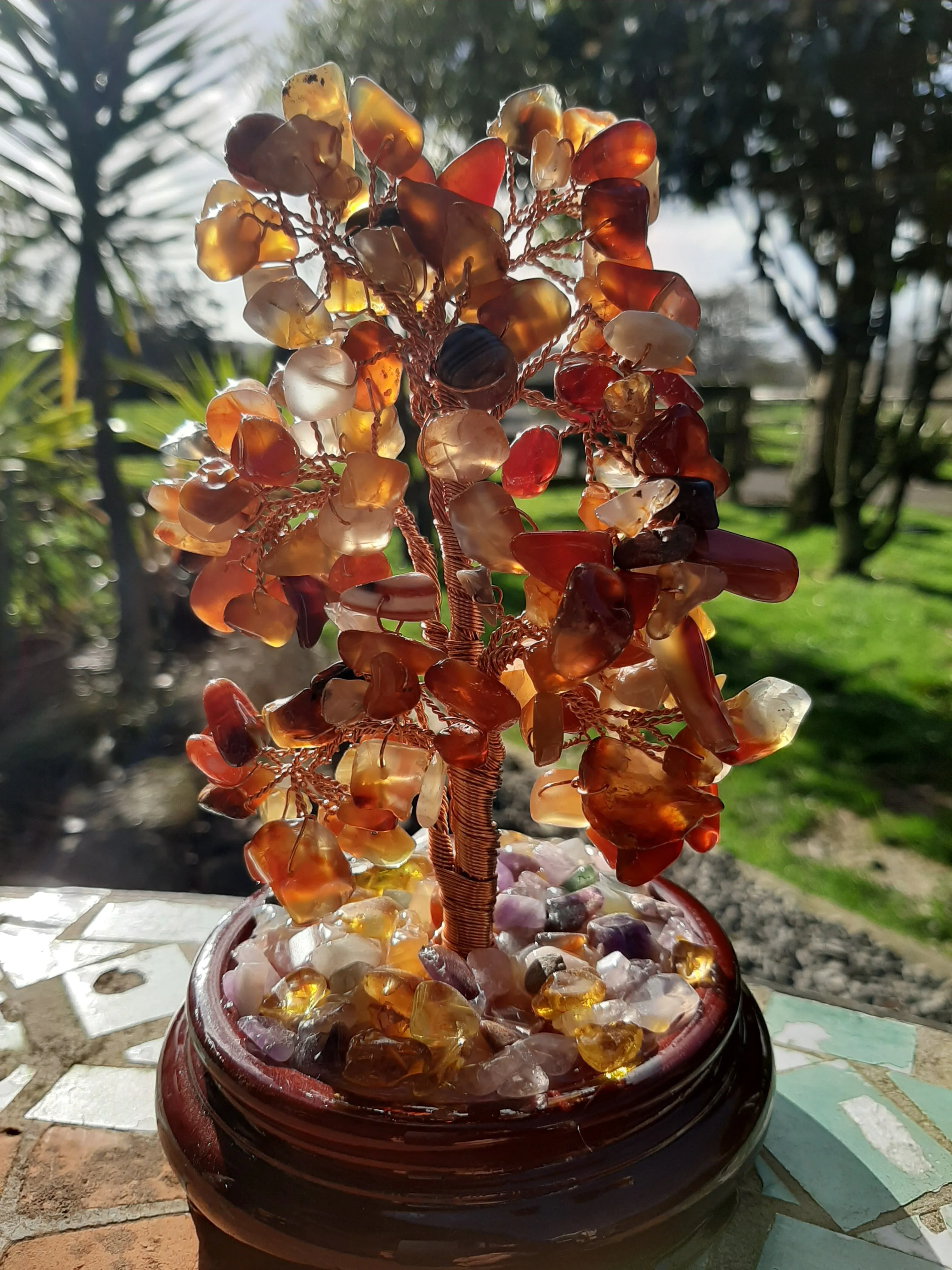 CRYSTAL GEM TREES ON WOOD/GEM BASE
