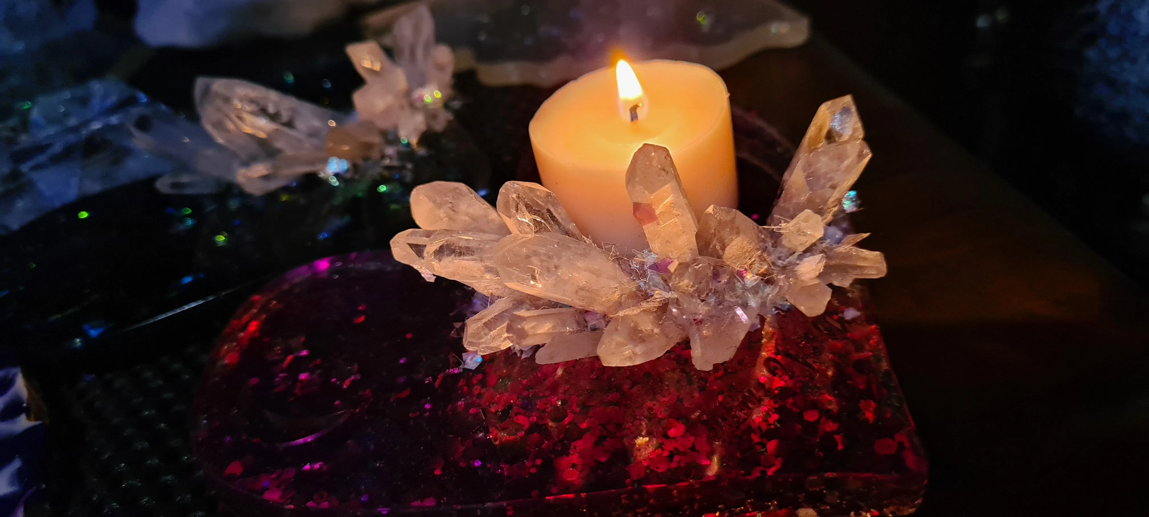 CRYSTAL HEART TEA LIGHT CANDLE HOLDERS-Made by me
