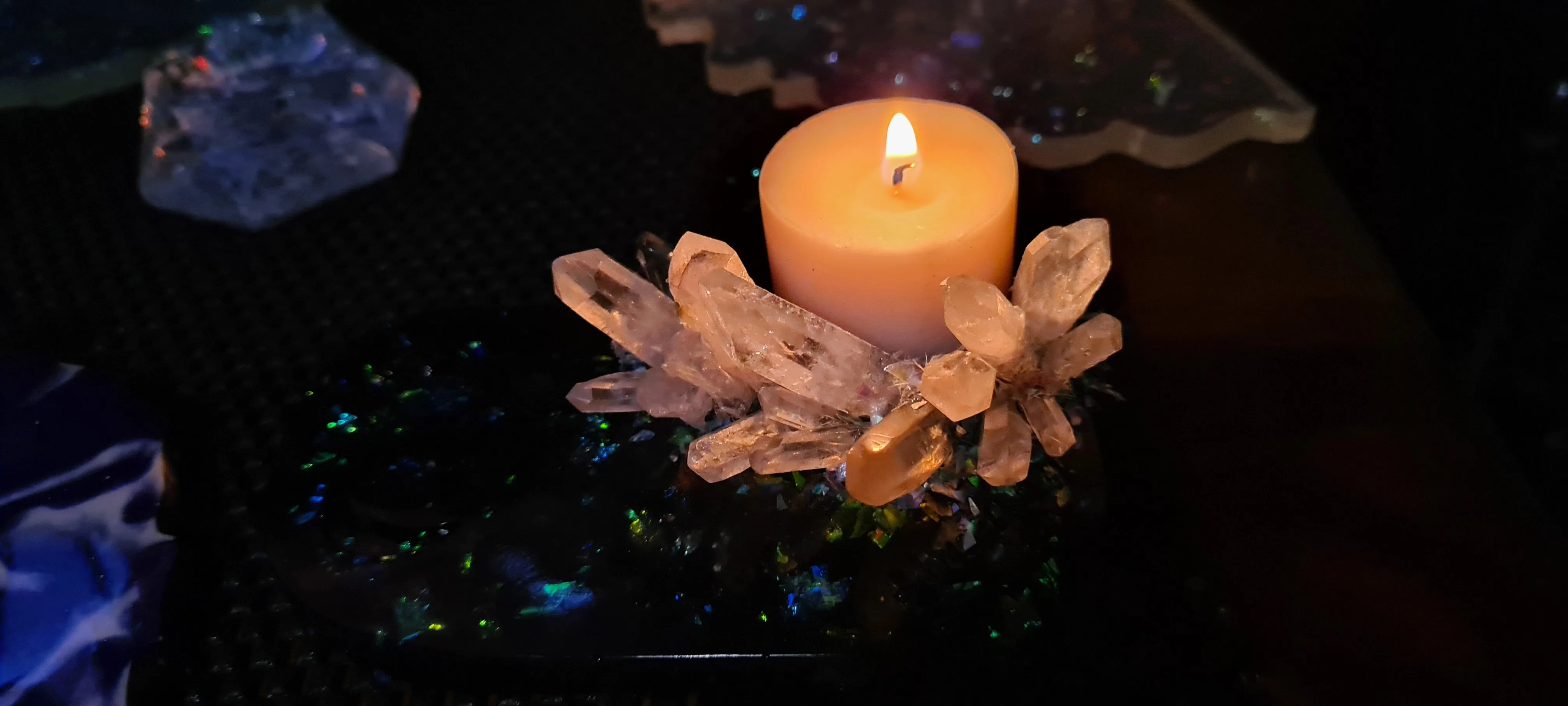 CRYSTAL HEART TEA LIGHT CANDLE HOLDERS-Made by me