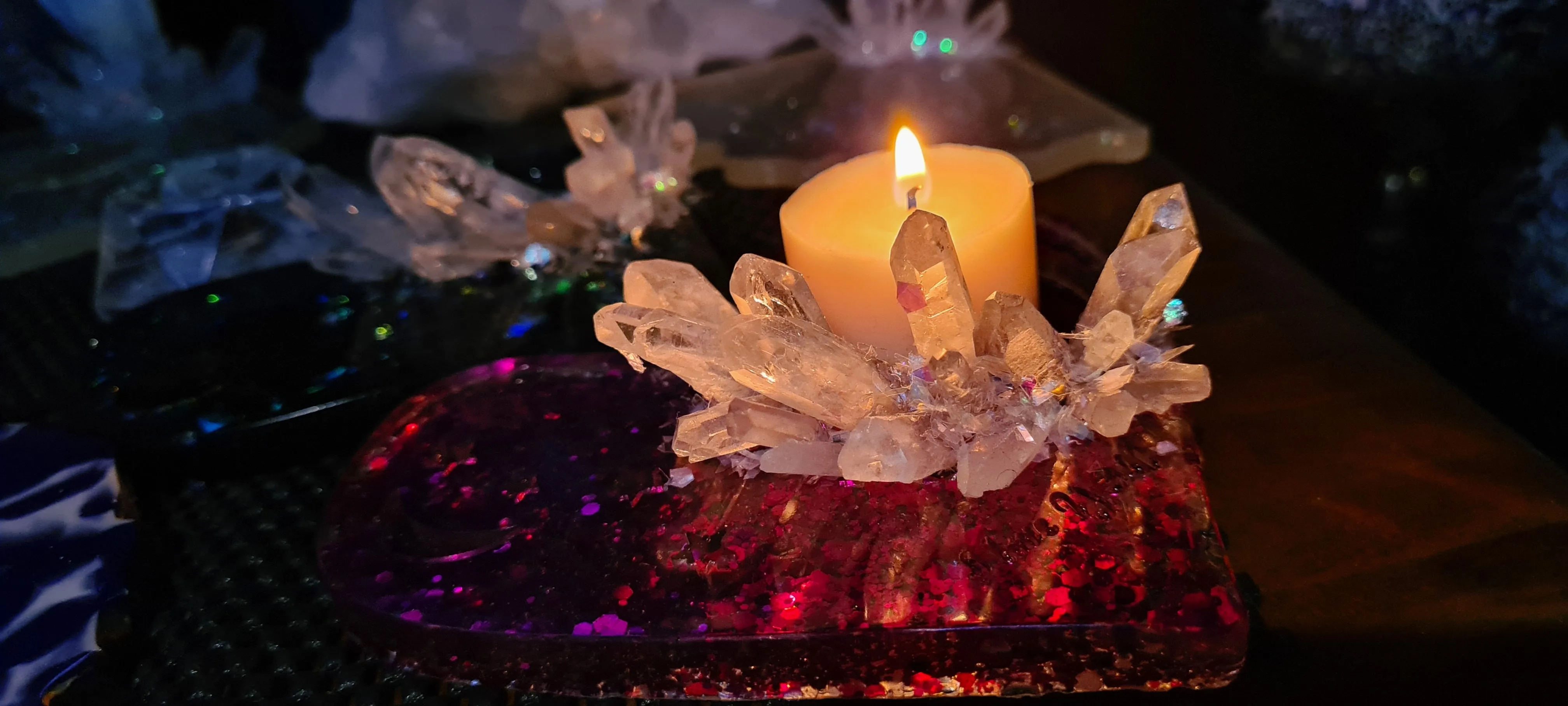 CRYSTAL HEART TEA LIGHT CANDLE HOLDERS-Made by me