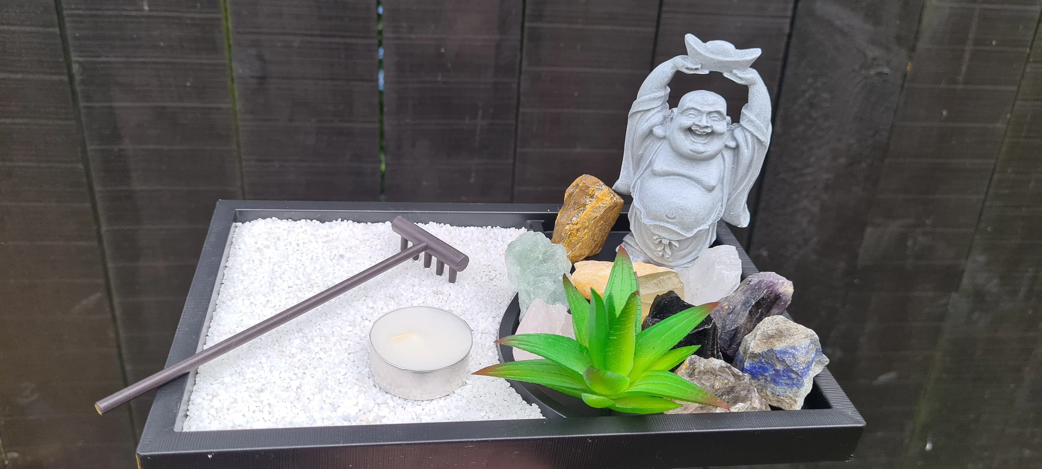 CRYSTAL LAUGHING BUDDHA ZEN GARDEN