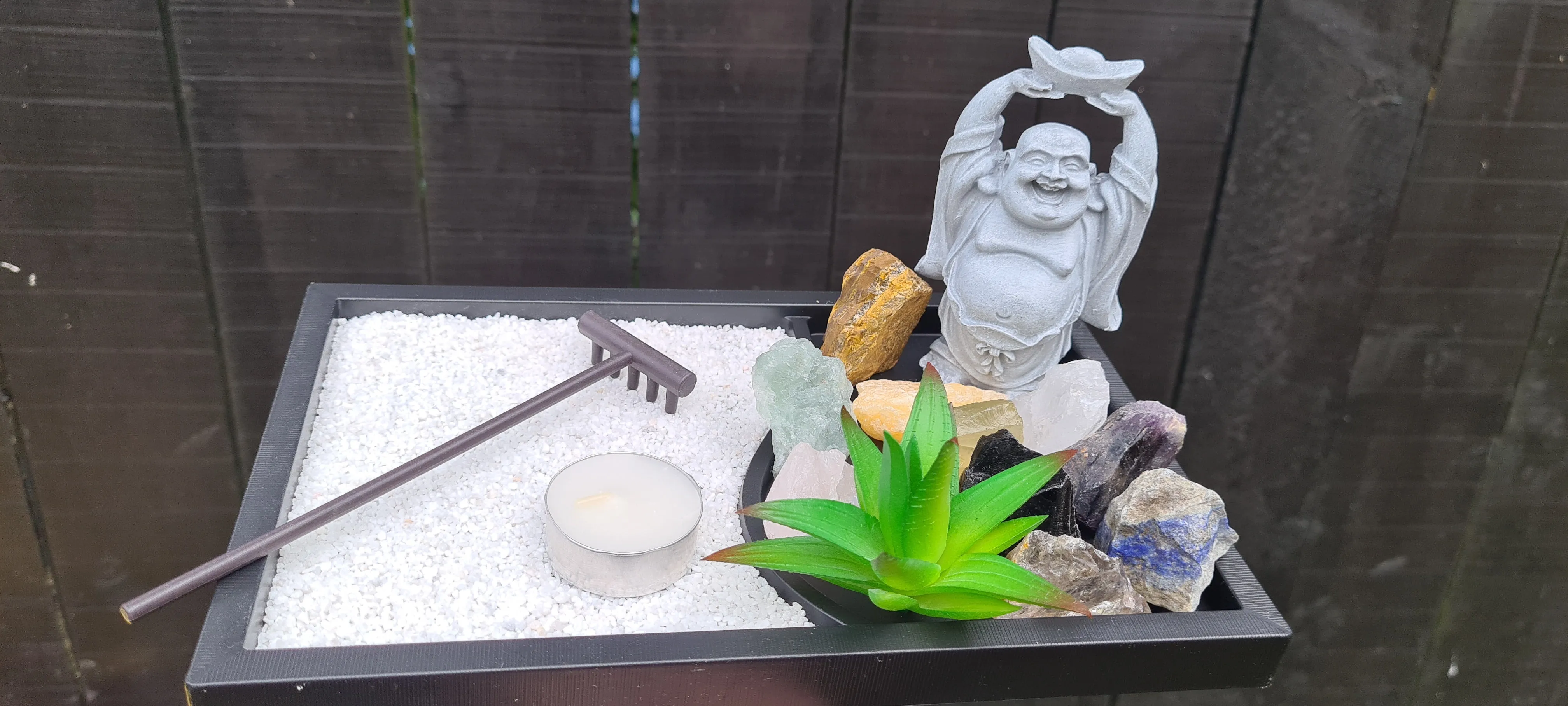 CRYSTAL LAUGHING BUDDHA ZEN GARDEN