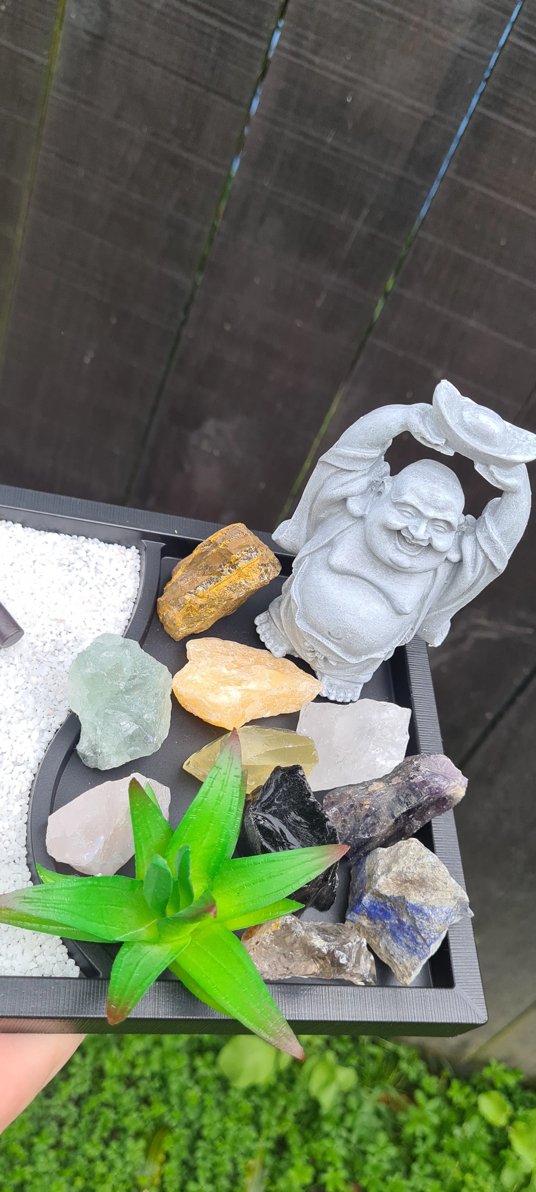 CRYSTAL LAUGHING BUDDHA ZEN GARDEN