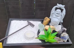 CRYSTAL LAUGHING BUDDHA ZEN GARDEN