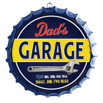 DADS GARAGE BOTTLE TOP  METAL WALL ART