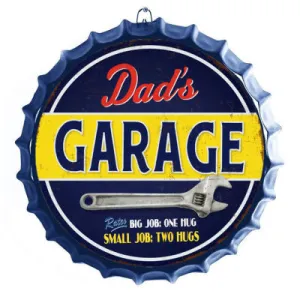 DADS GARAGE BOTTLE TOP  METAL WALL ART