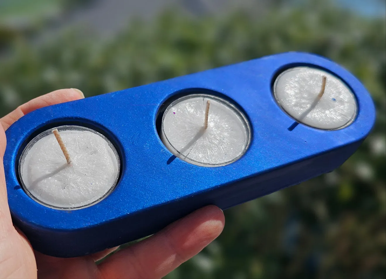 ELECTRIC BLUE HANDMADE TEA LIGHT CANDLE HOLDER