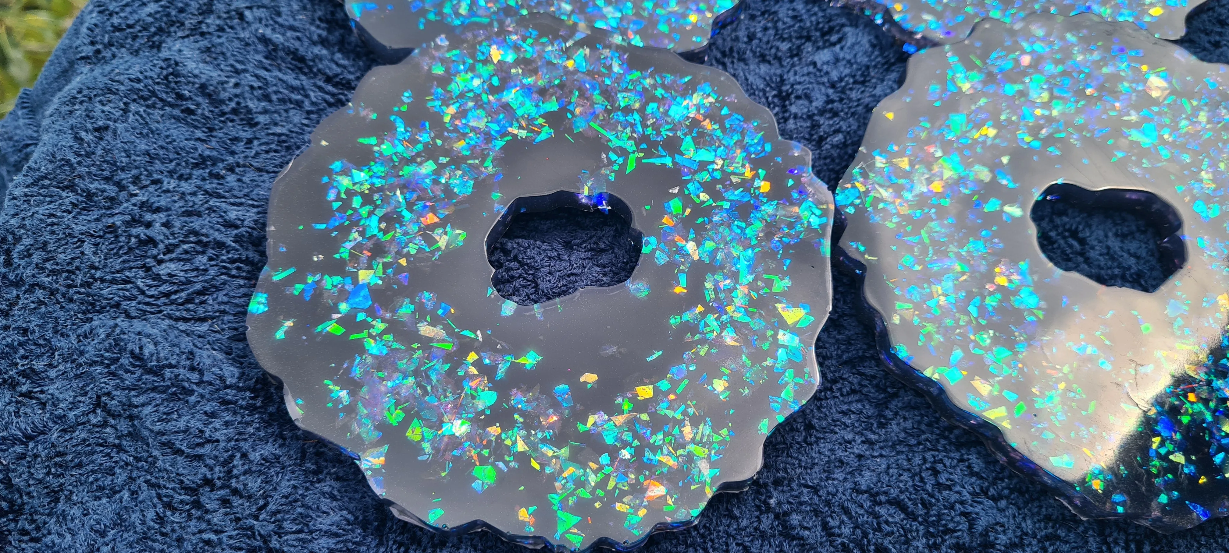 GEODE BLACK OPAL COASTER SET of 4