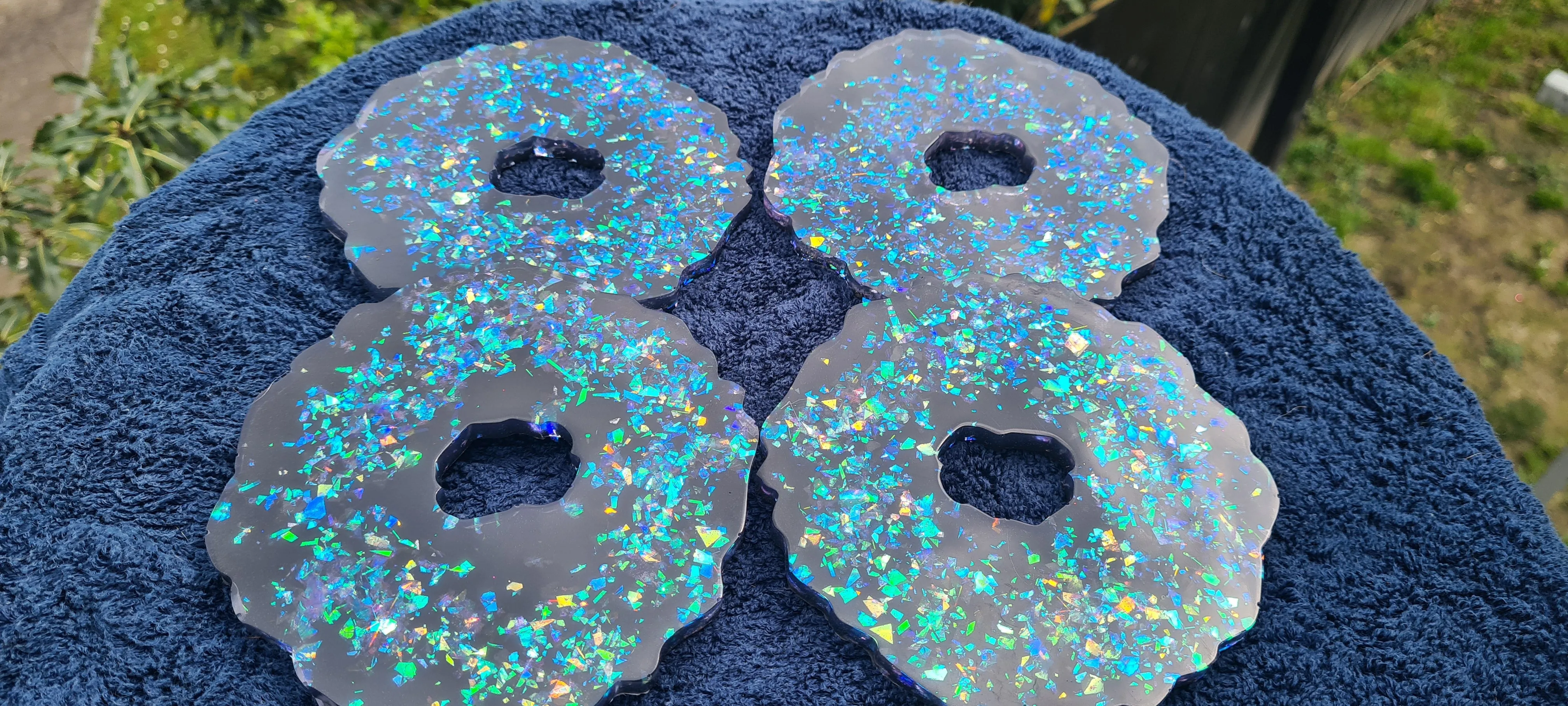 GEODE BLACK OPAL COASTER SET of 4