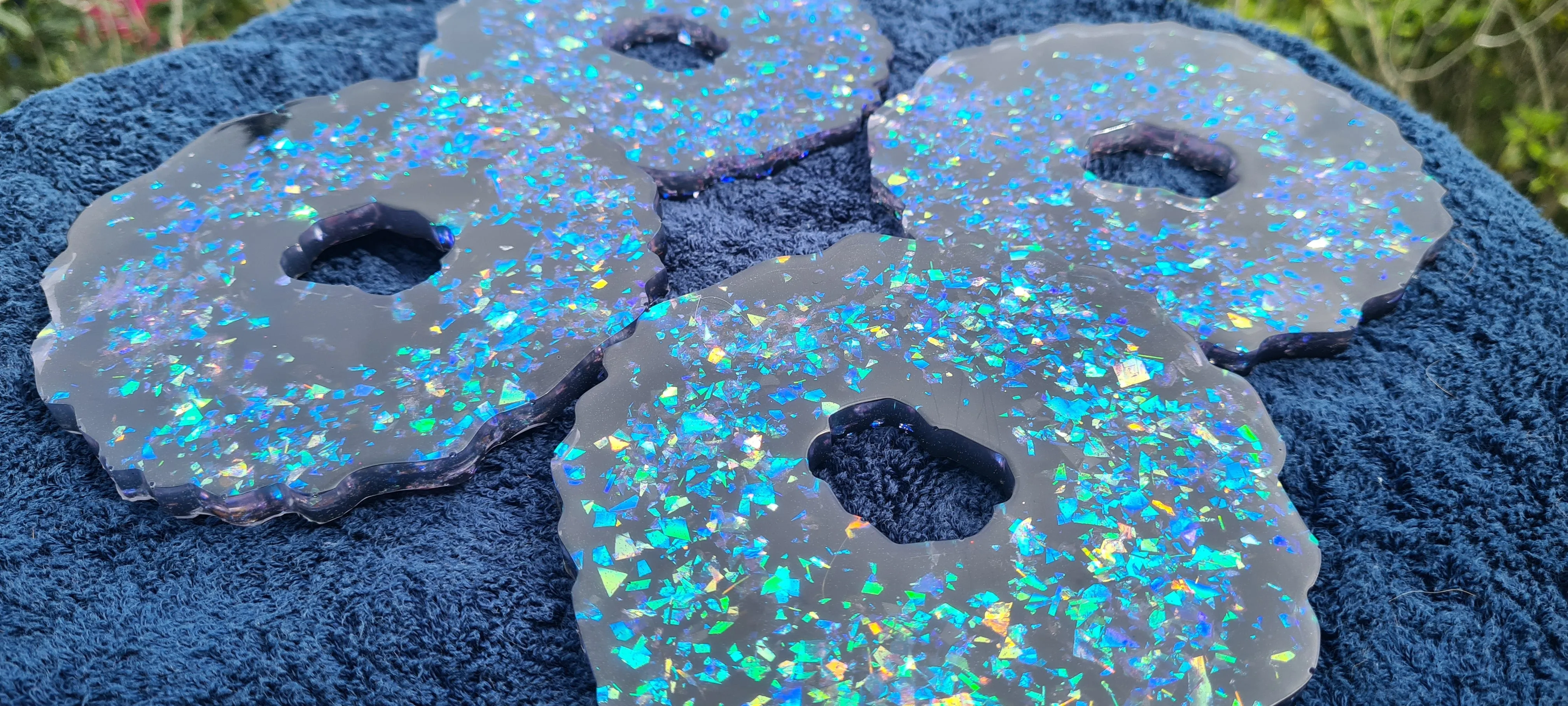 GEODE BLACK OPAL COASTER SET of 4