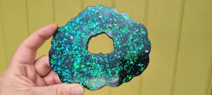GEODE BLACK OPAL GEODE COASTER SET(OBLONG) of 4