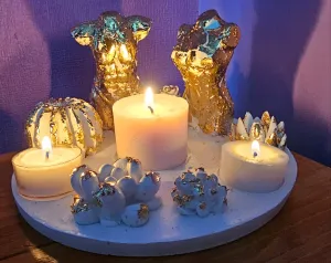 GOLD TORSO/SUCCULANT CANDLE HOLDER