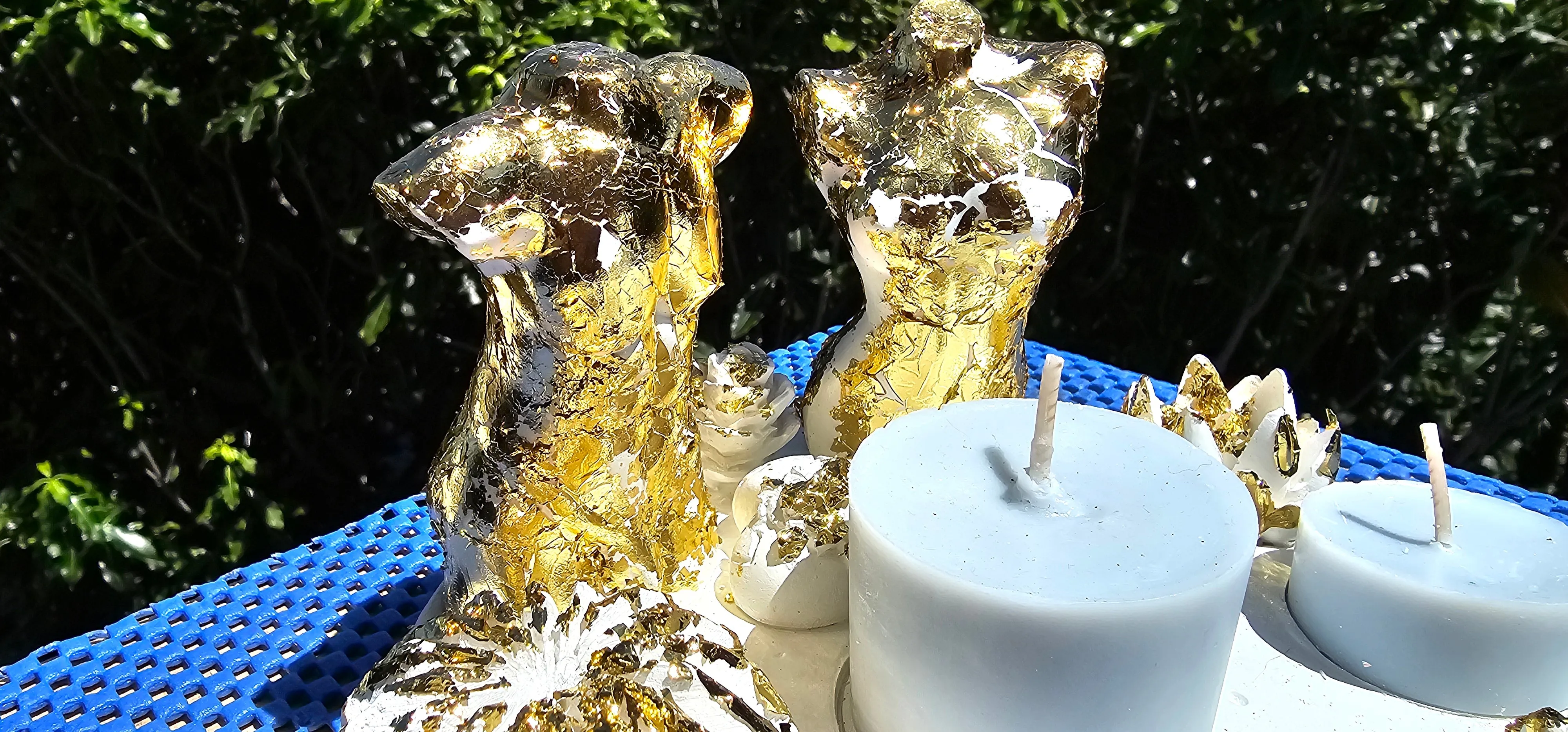 GOLD TORSO/SUCCULANT CANDLE HOLDER
