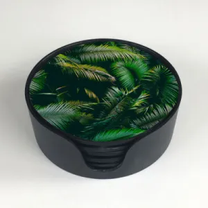 GREEN FERN SET 6 GLASS COASTERS