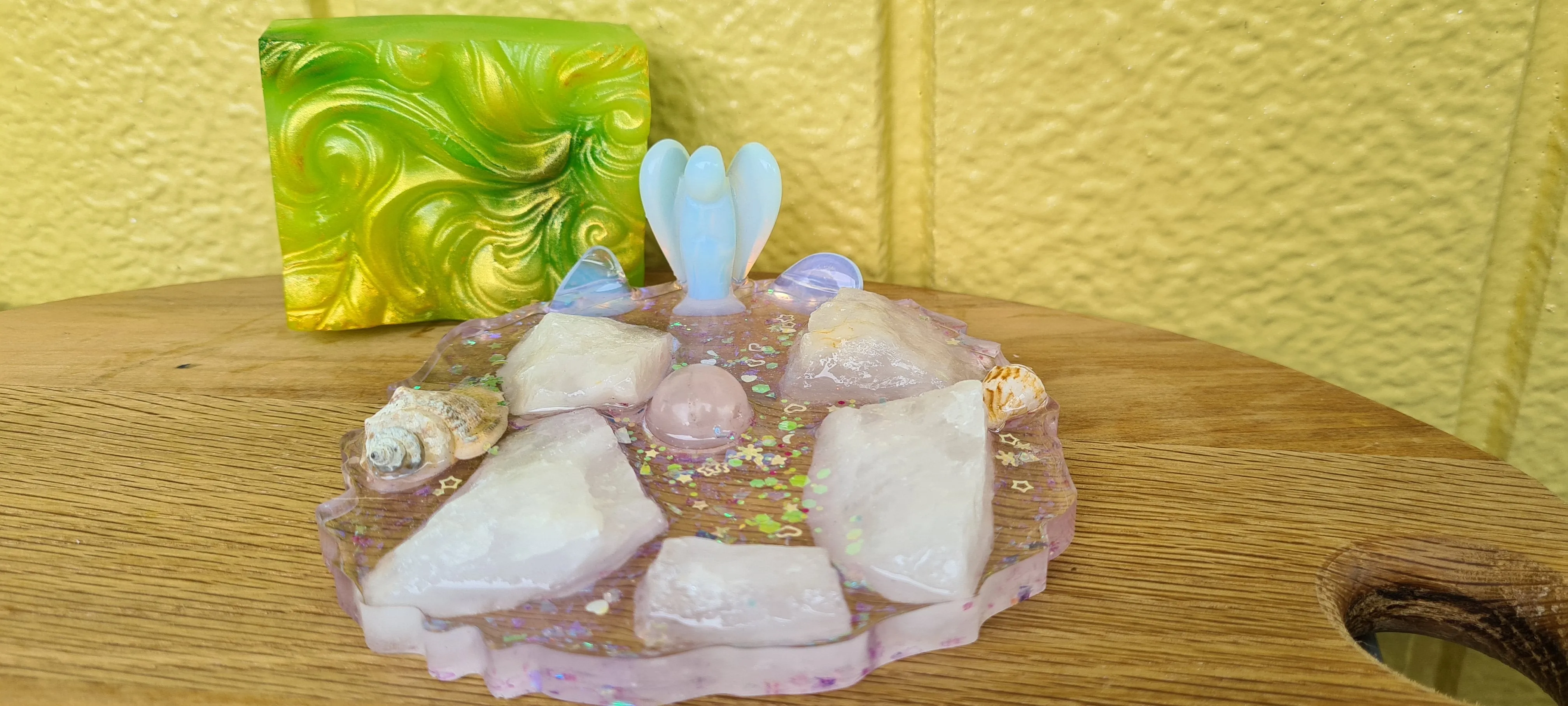 HAND MADE BY ME CRYSTAL SOAP DISHES