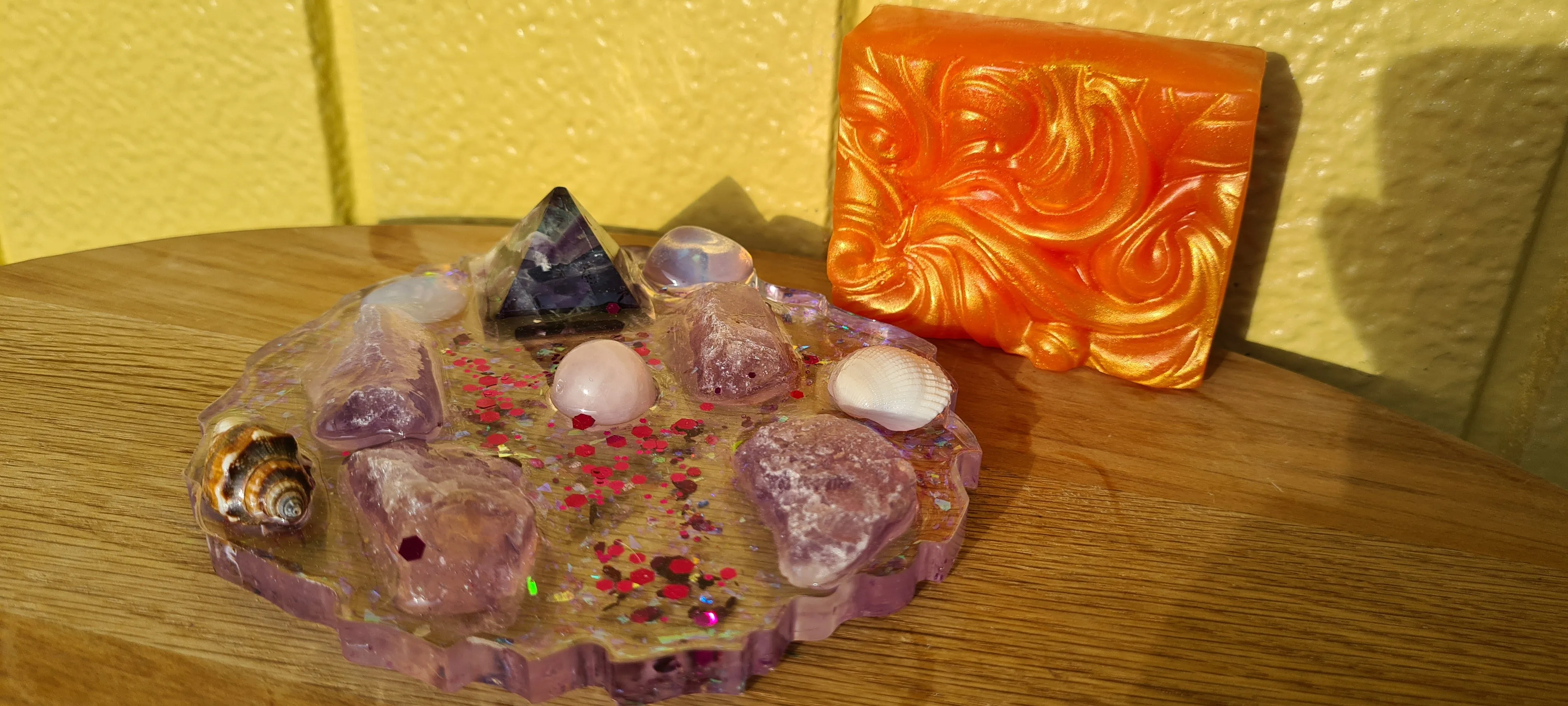 HAND MADE BY ME CRYSTAL SOAP DISHES