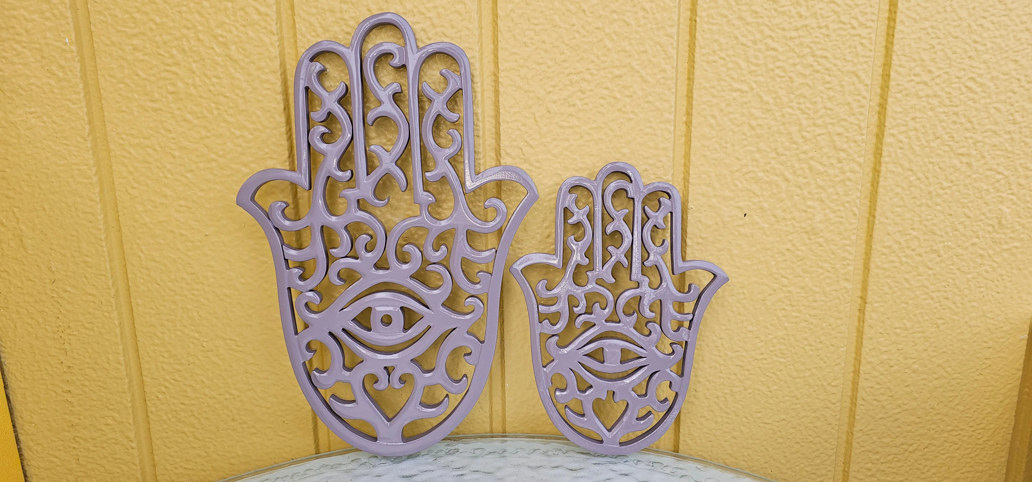 HAND PAINTED WOOD HAMSA WALL ART SETS-5 colours