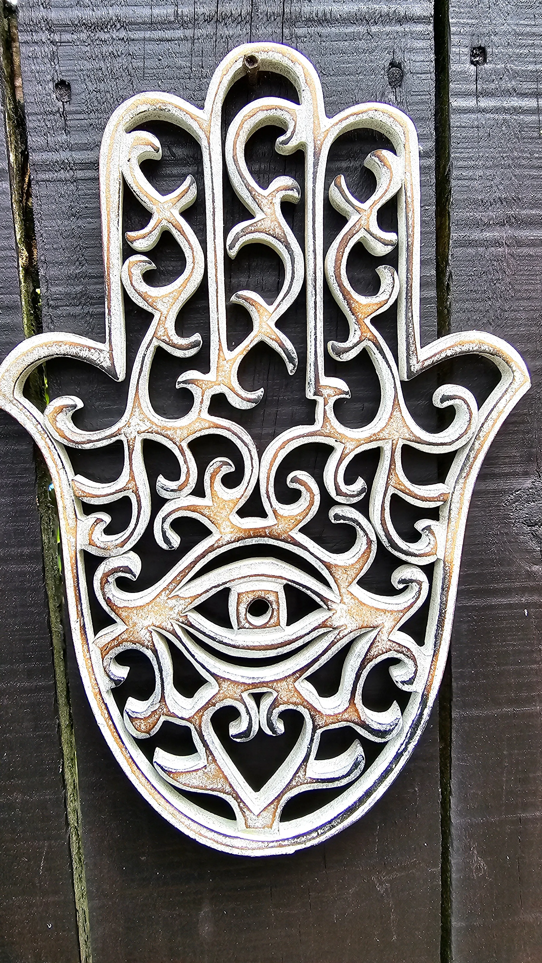 HAND PAINTED WOOD HAMSA WALL ART SETS-5 colours