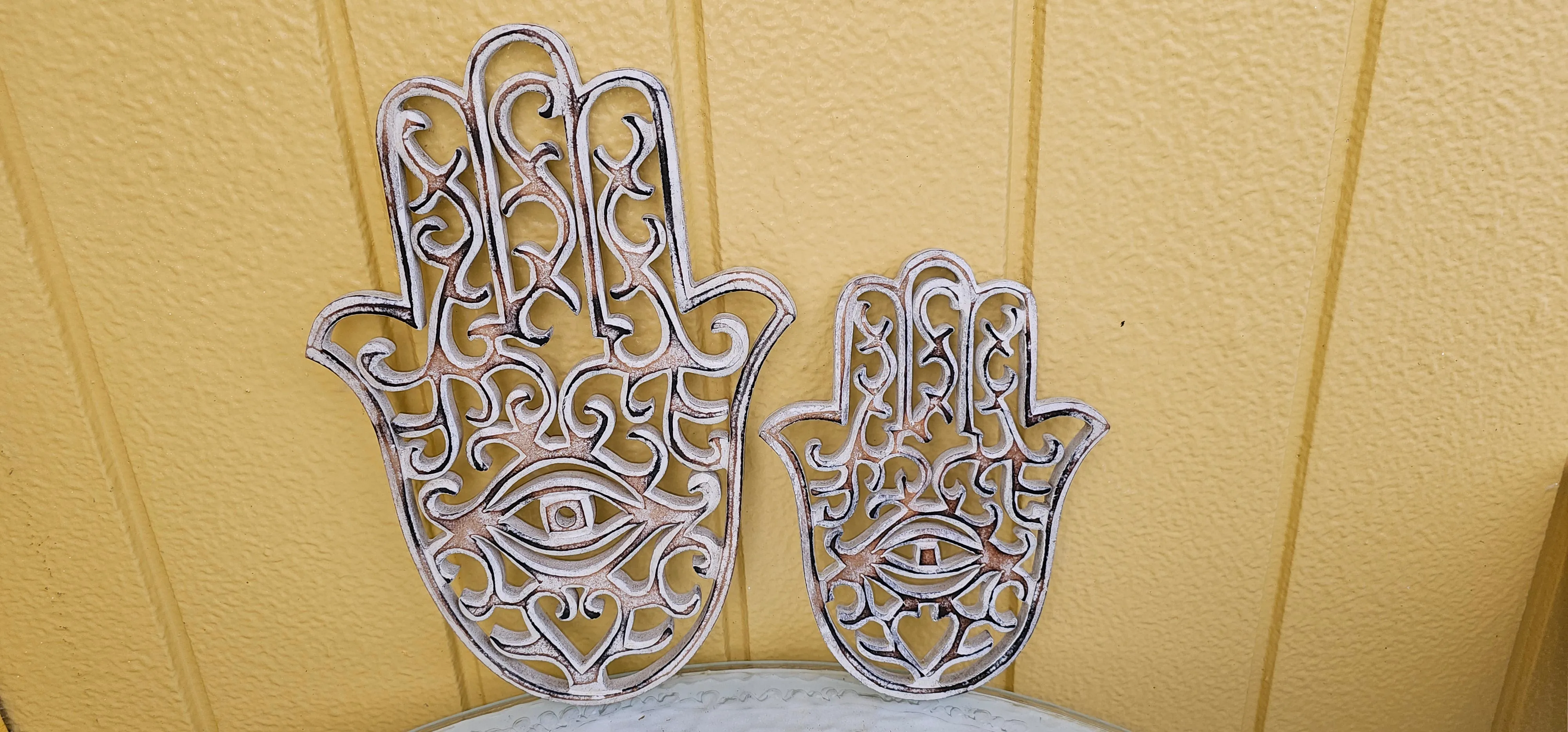 HAND PAINTED WOOD HAMSA WALL ART SETS-5 colours