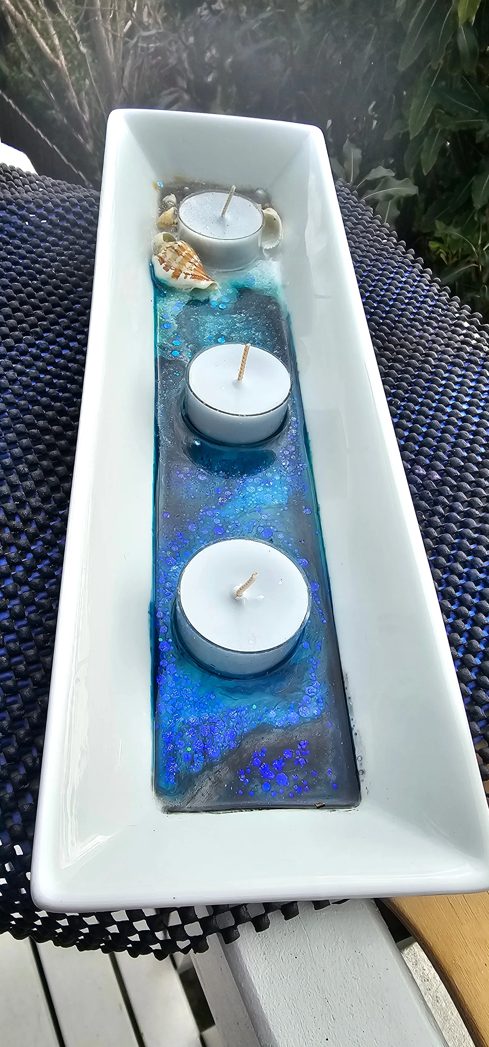 HANDMADE BEACHY SCENE CANDLE HOLDER PLATTER