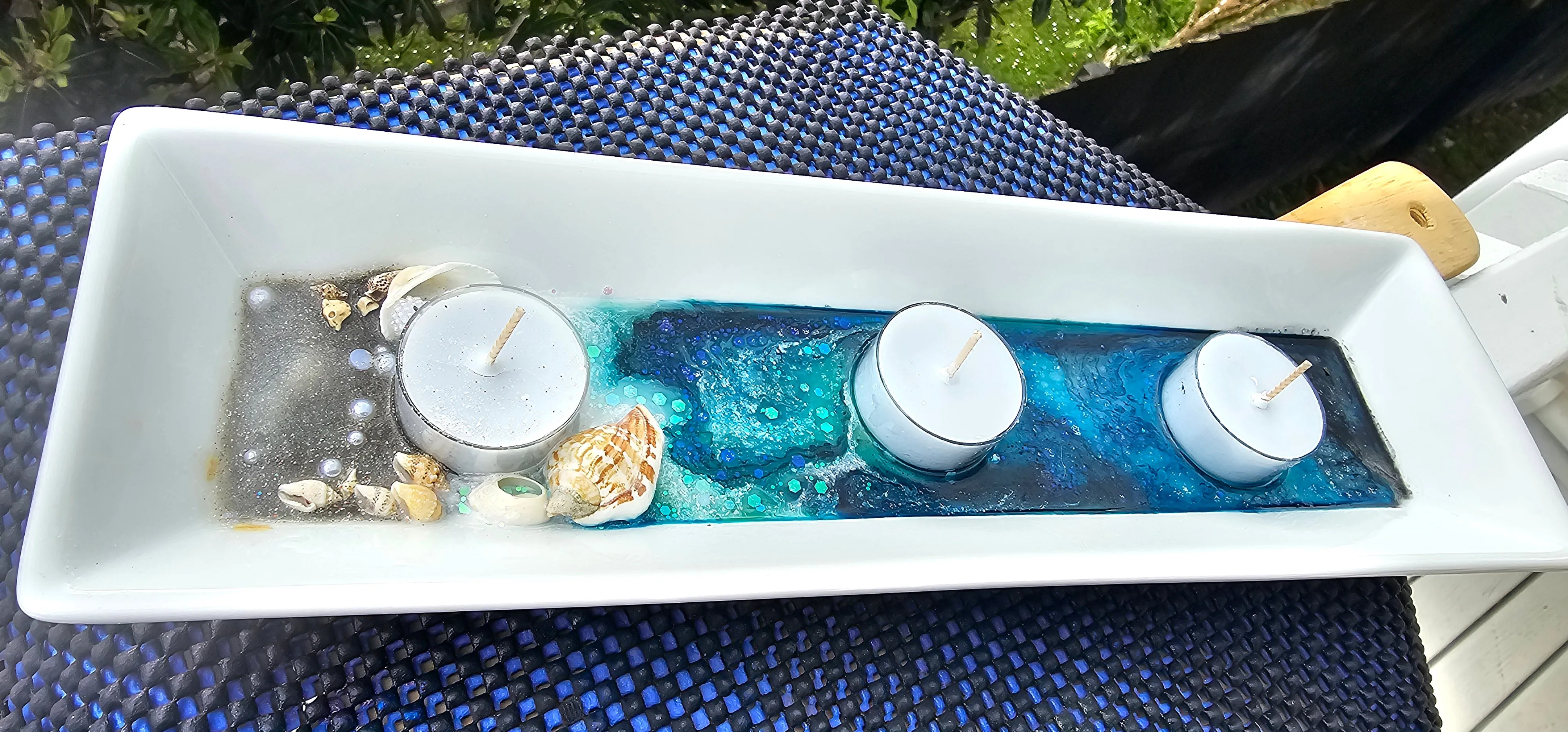 HANDMADE BEACHY SCENE CANDLE HOLDER PLATTER