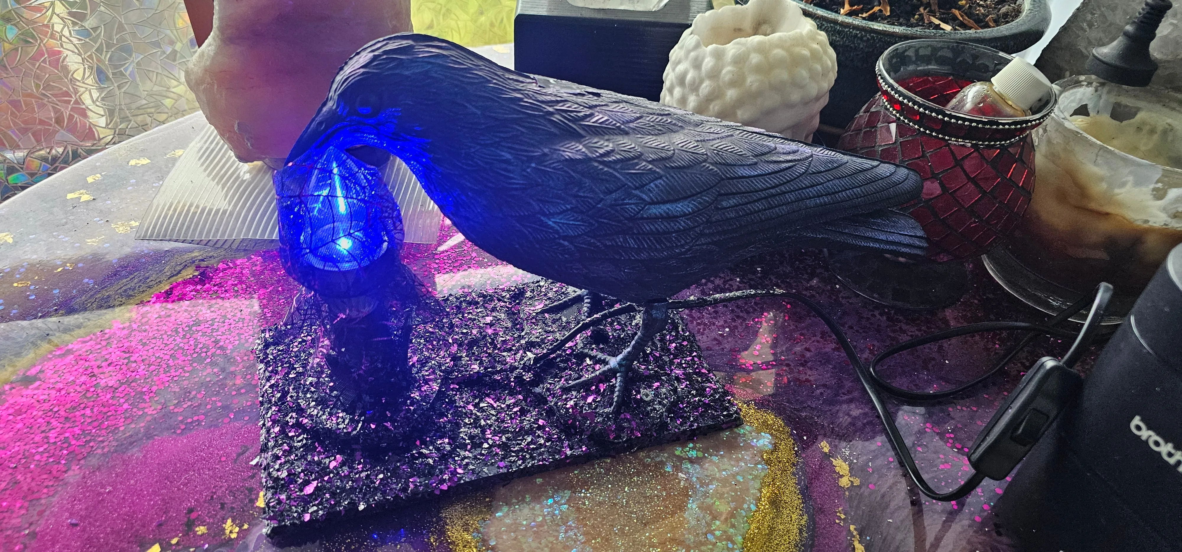 HANDMADE BLACK CROW LAMP