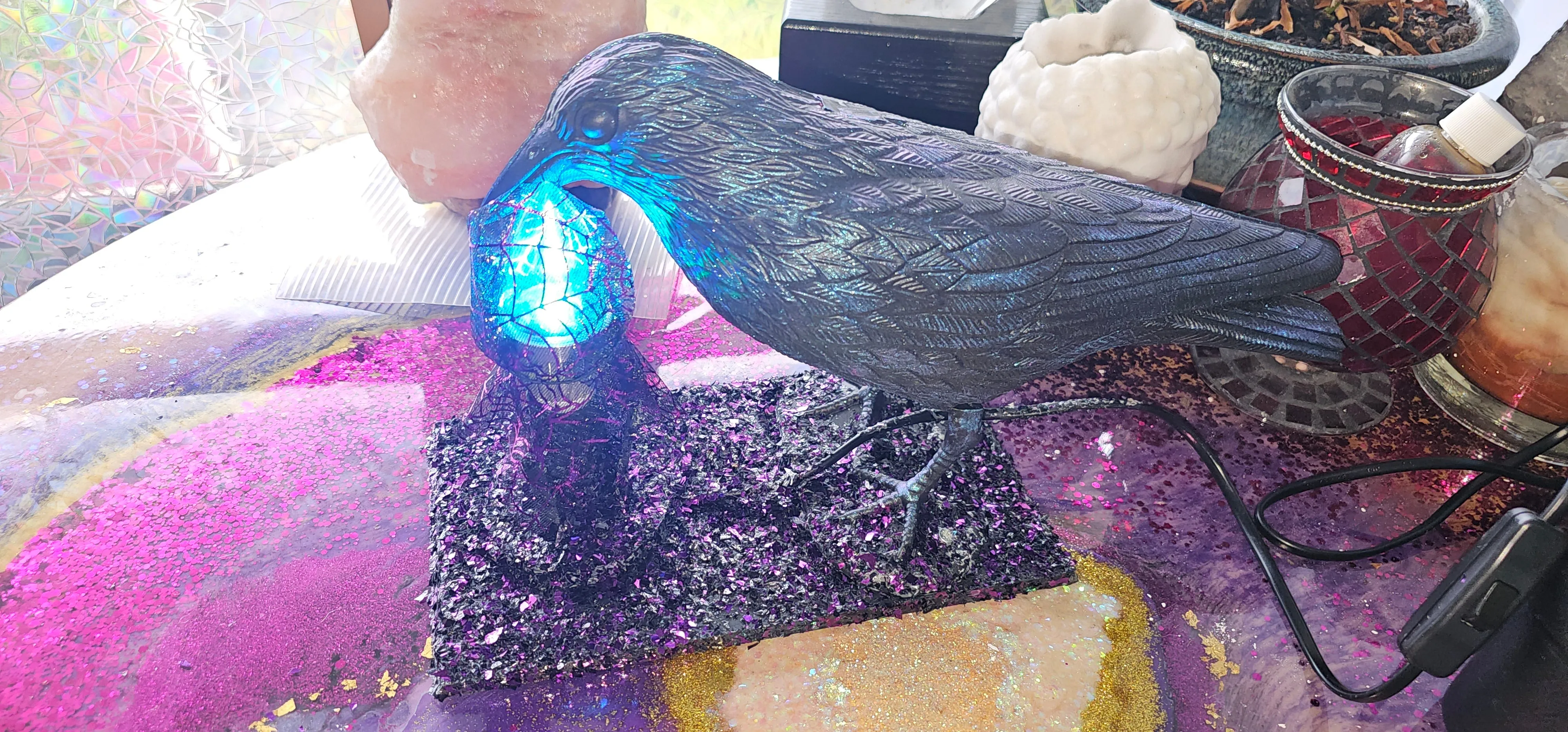 HANDMADE BLACK CROW LAMP