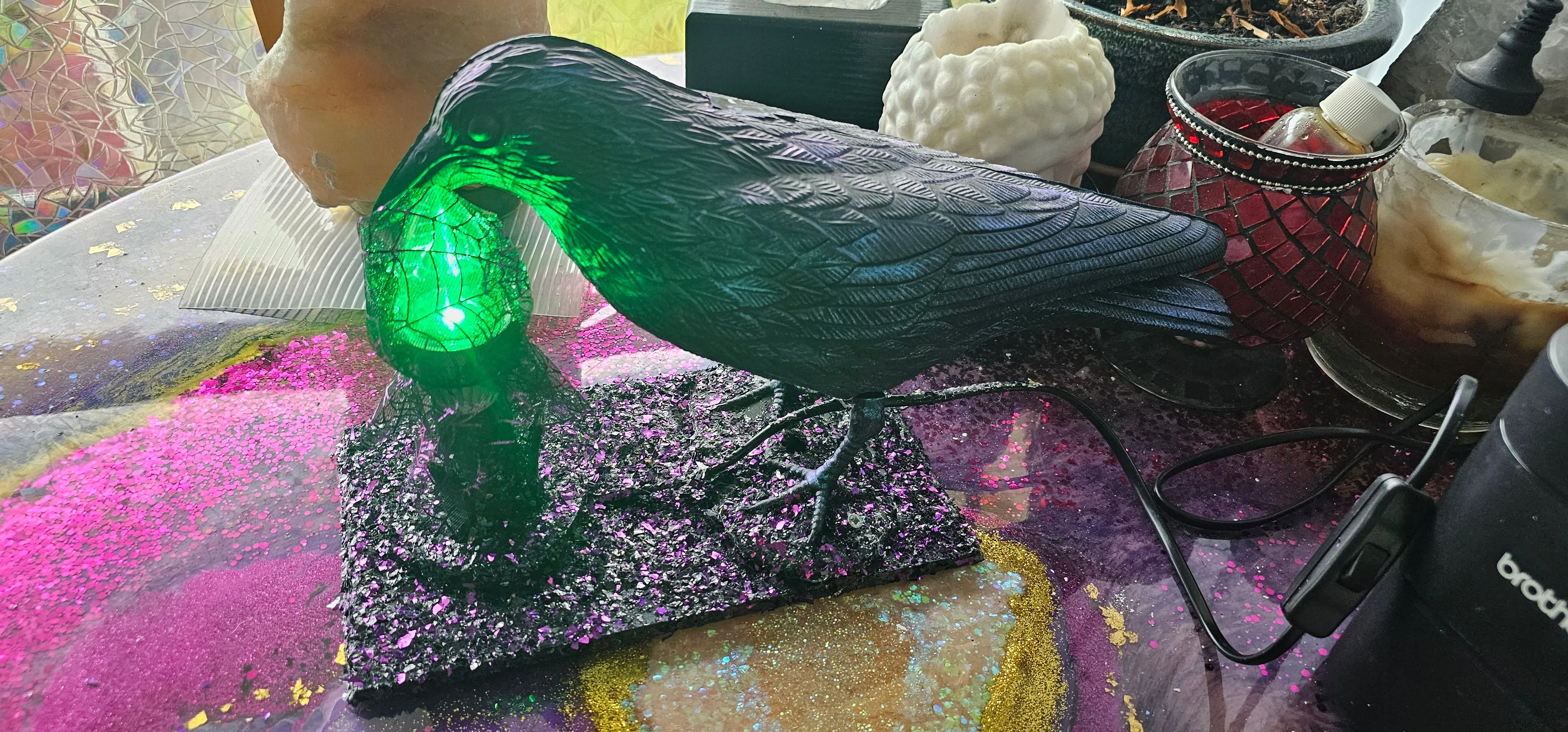 HANDMADE BLACK CROW LAMP
