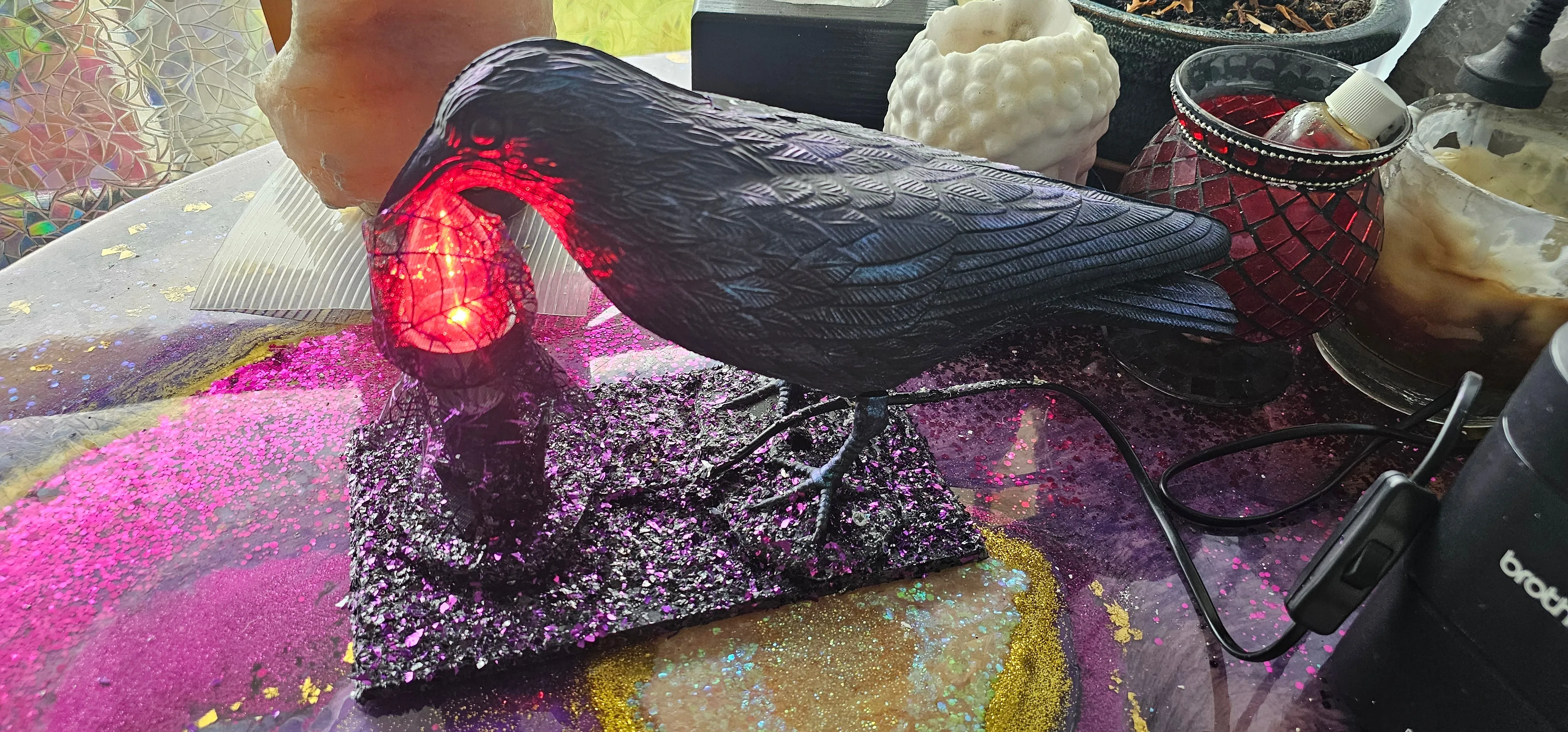 HANDMADE BLACK CROW LAMP