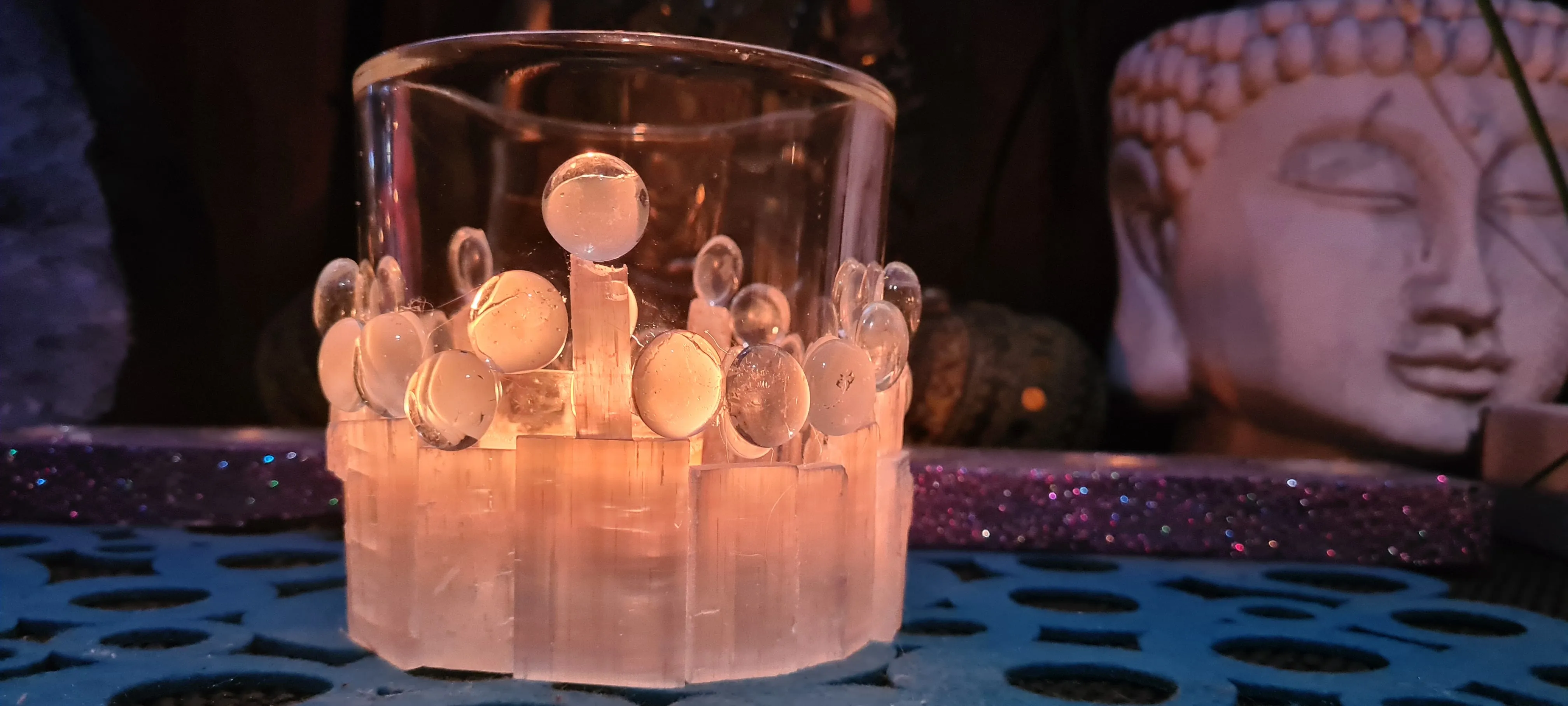 HANDMADE CANDLE HOLDER-selenite