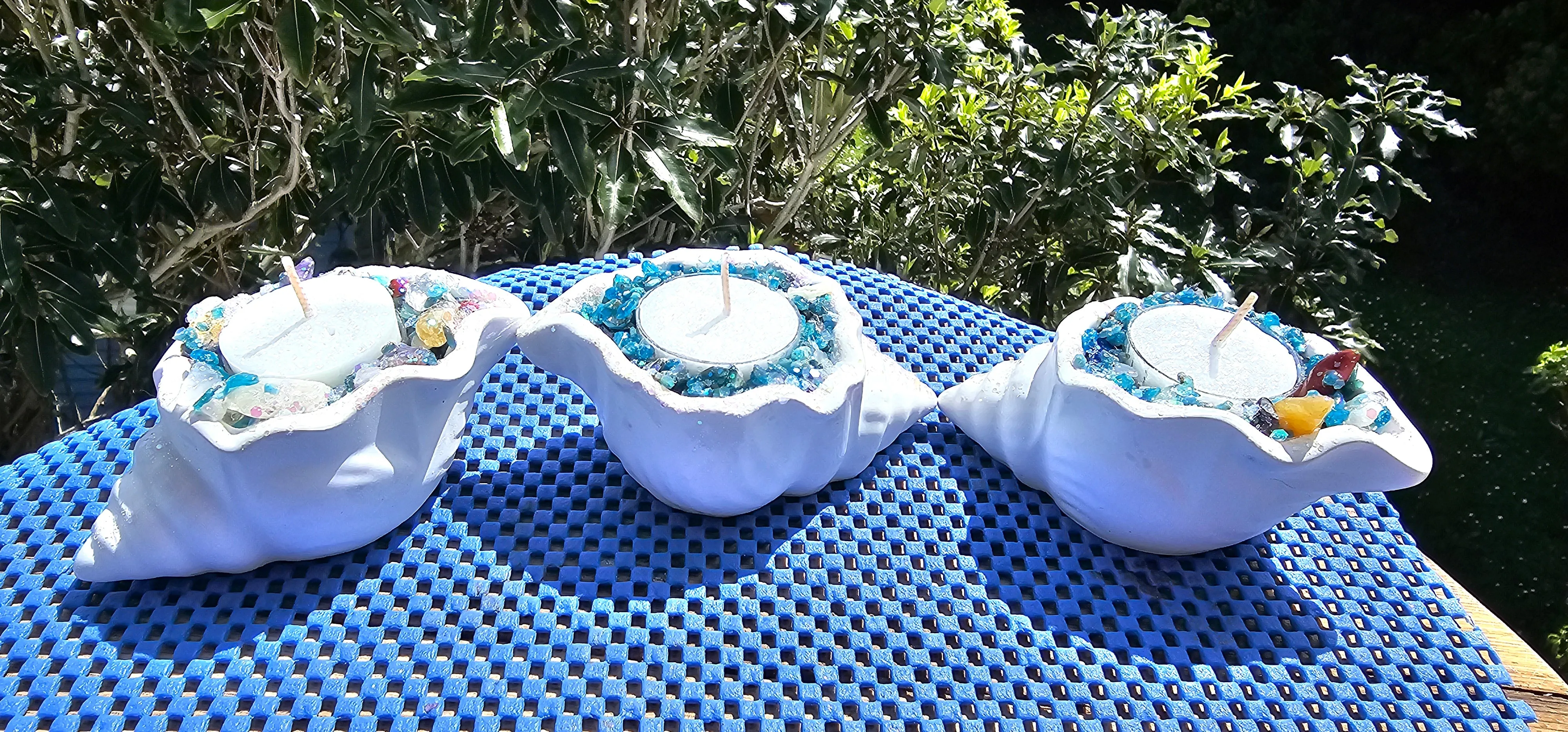 HANDMADE CRYSTAL CONCH  CANDLE HOLDER