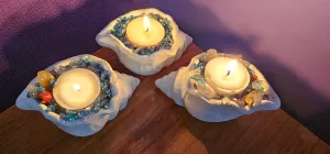HANDMADE CRYSTAL CONCH  CANDLE HOLDER