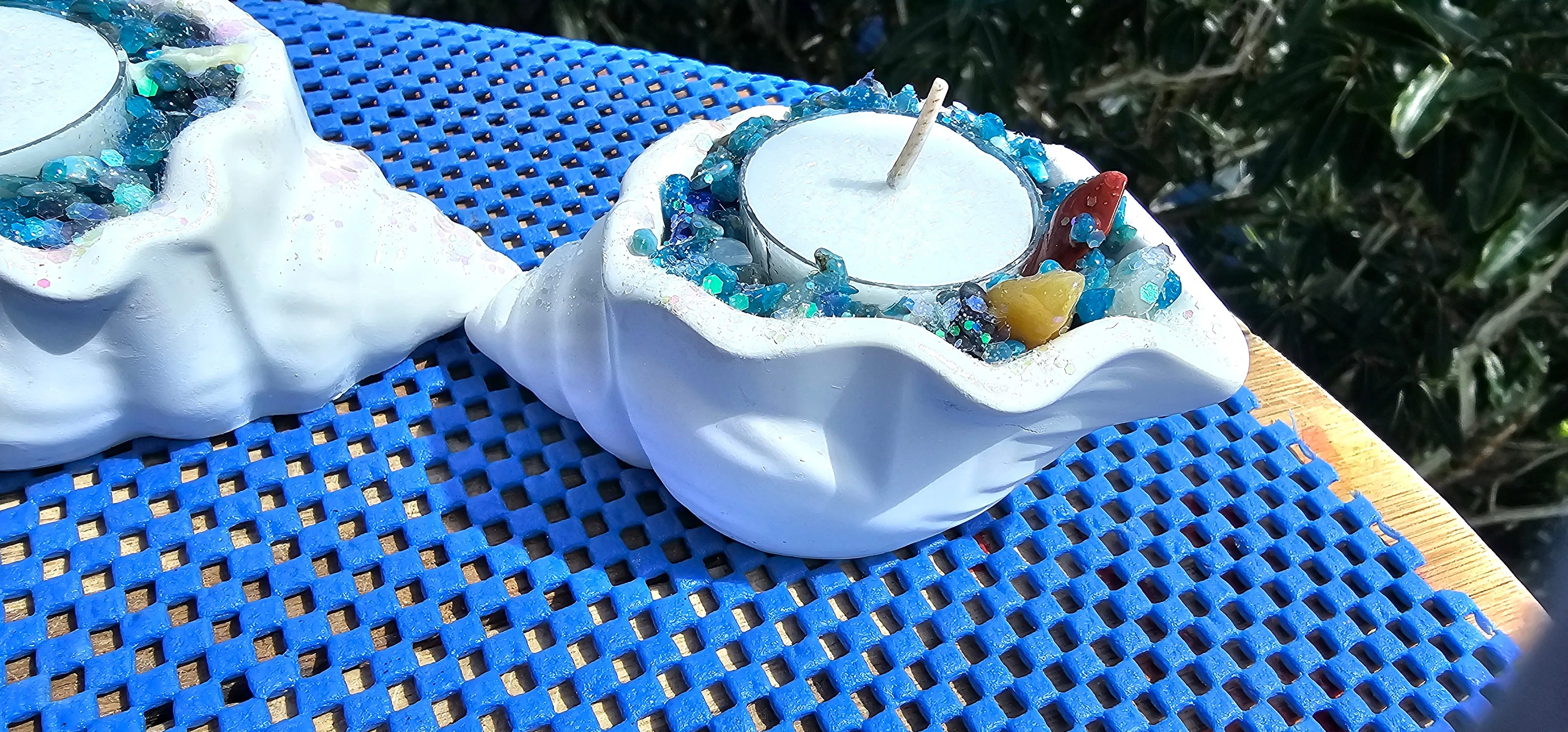 HANDMADE CRYSTAL CONCH  CANDLE HOLDER