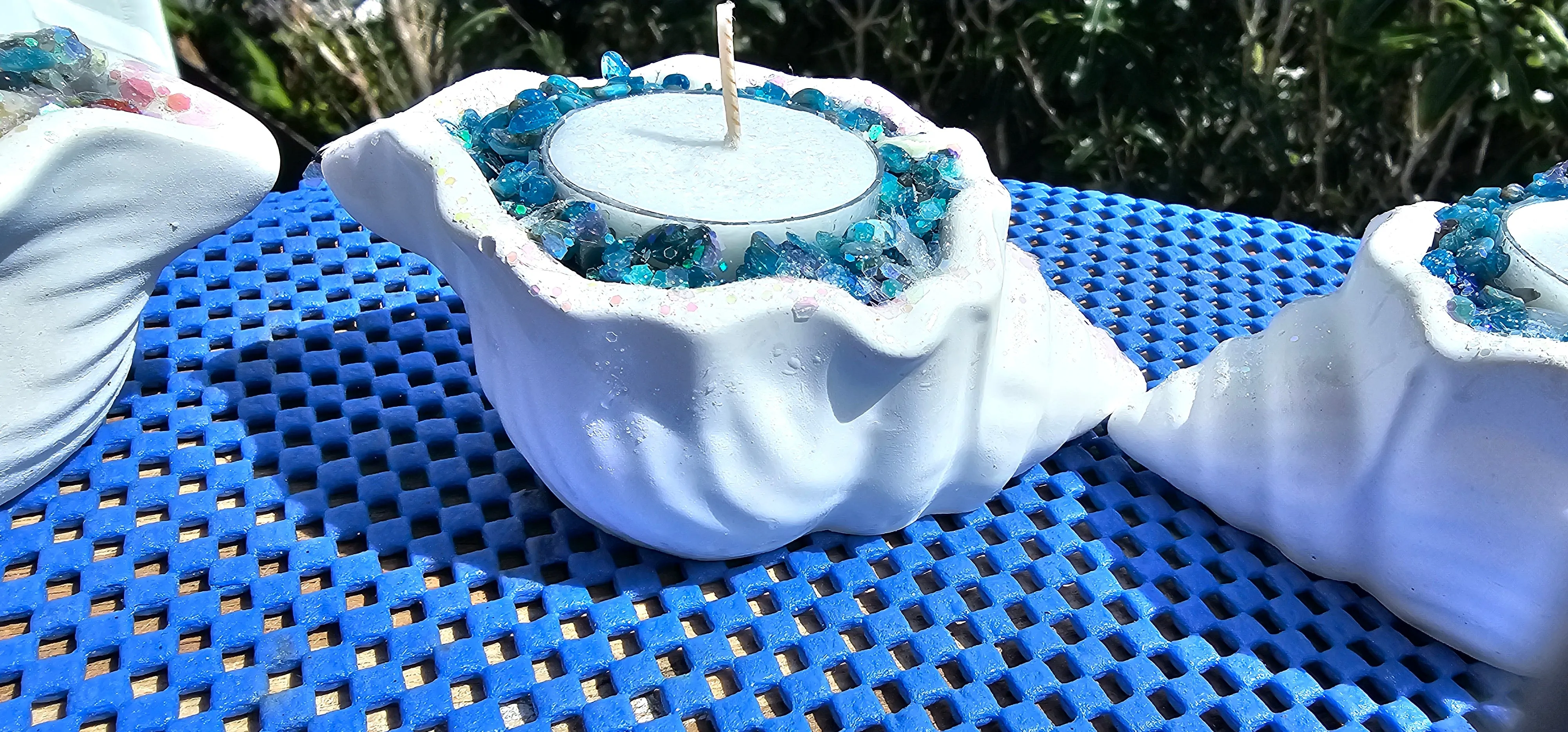 HANDMADE CRYSTAL CONCH  CANDLE HOLDER