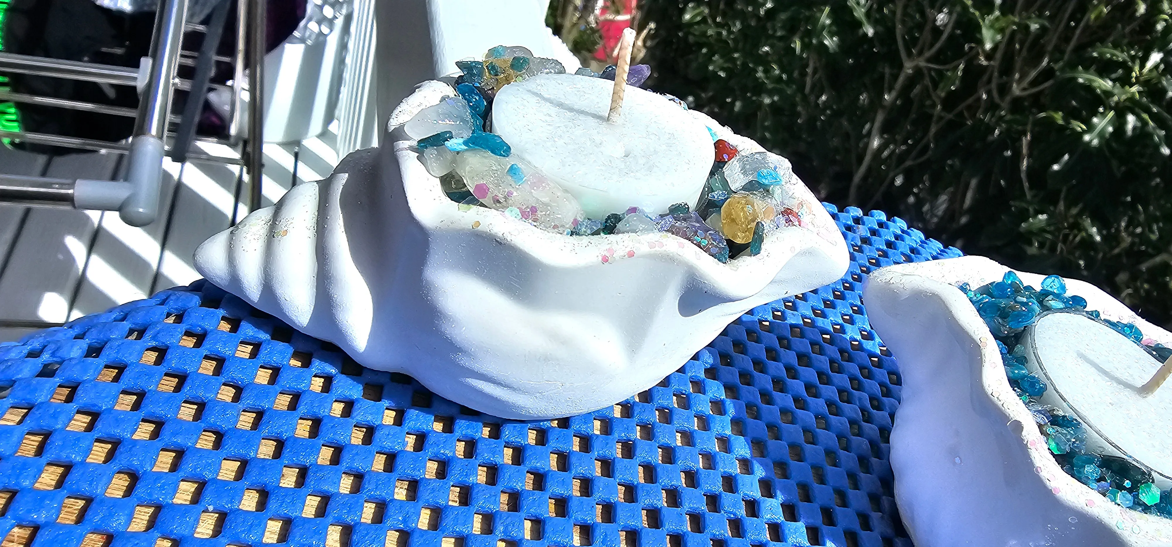 HANDMADE CRYSTAL CONCH  CANDLE HOLDER